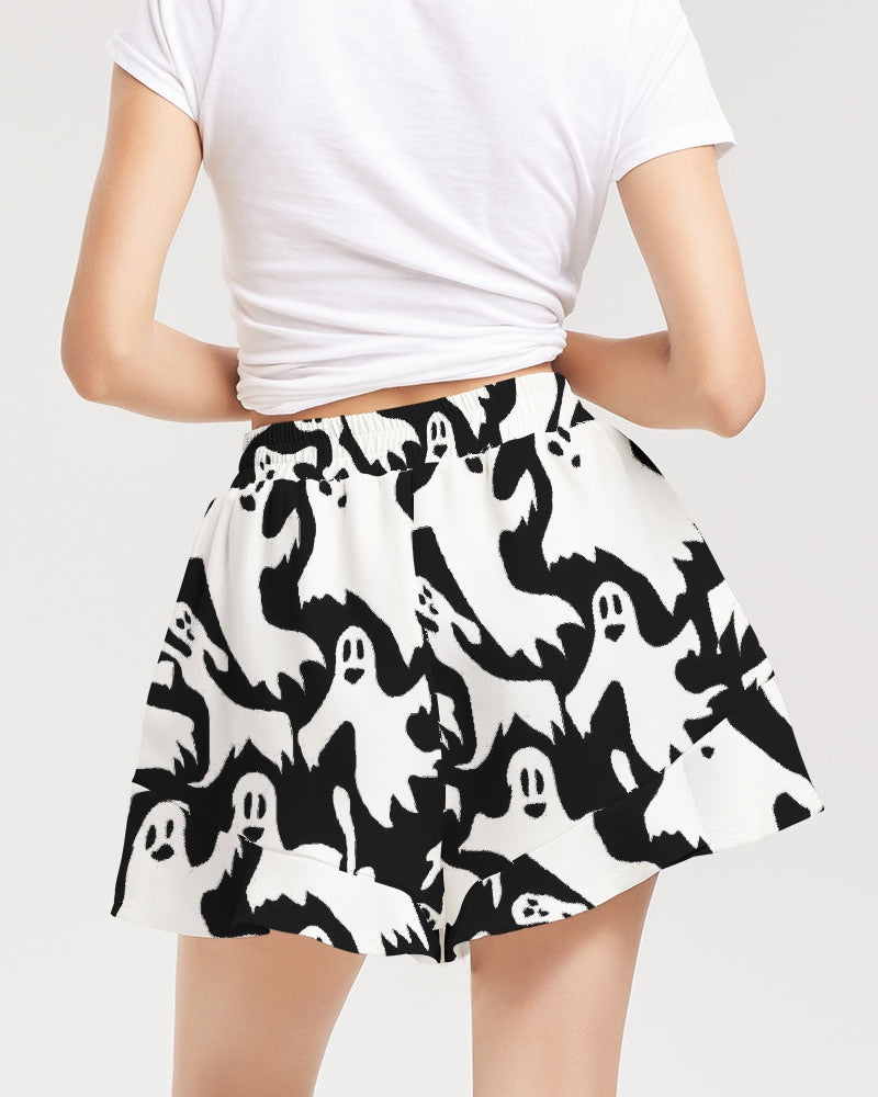 Ghosts Pattern Women's Ruffle Shorts