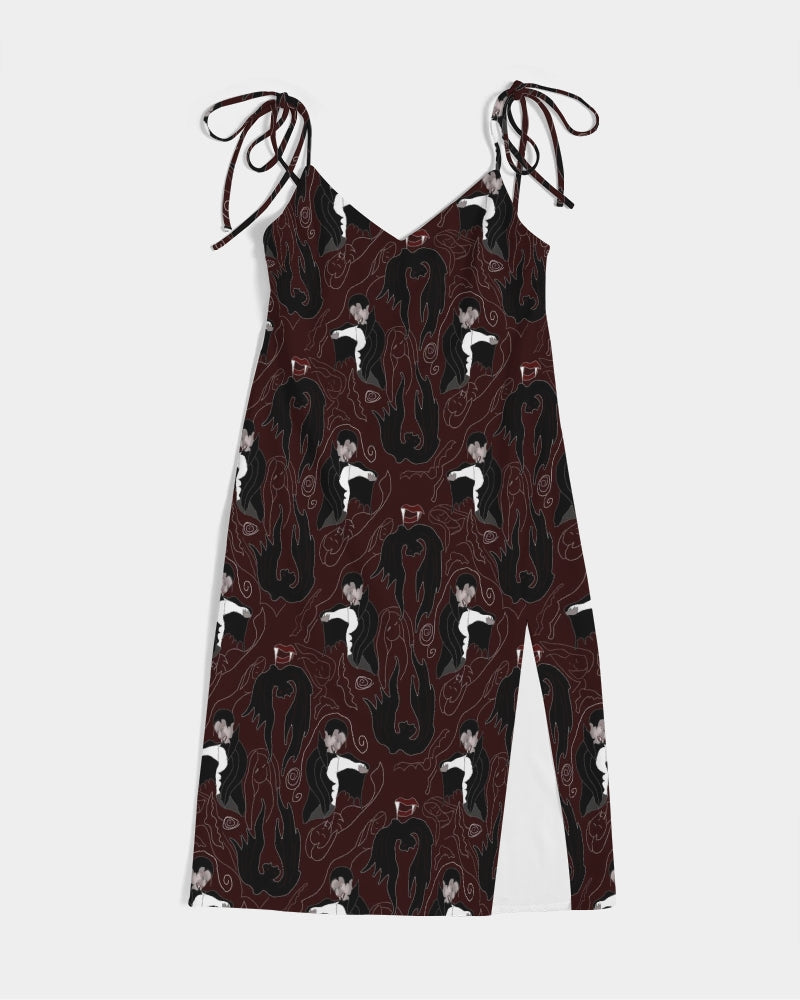 Vampire Pattern Women's Tie Strap Split Dress