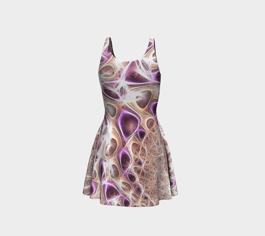 Purple Bubble Fractal Strings Flare Dress