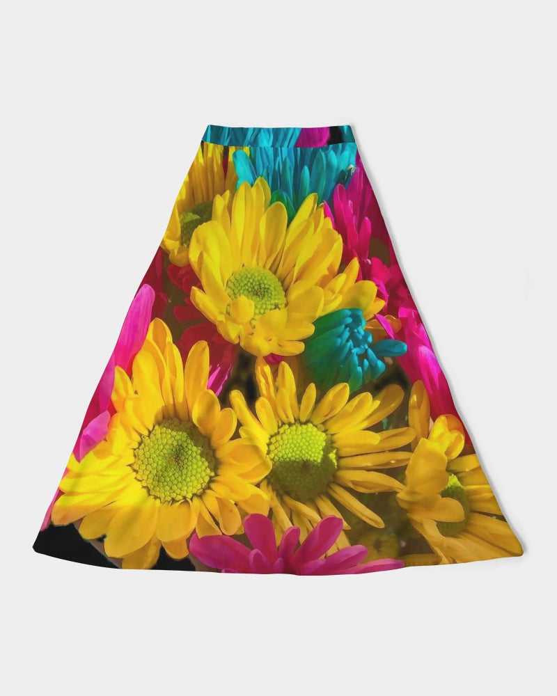 Bright Spring Daisies Women's A-Line Midi Skirt