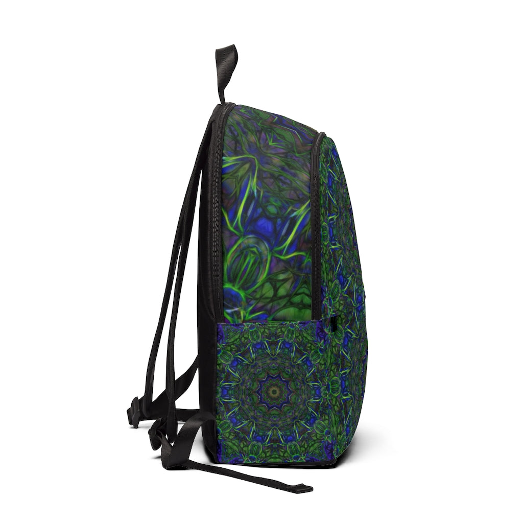 Blue Green Ribbon Kaleidoscope Unisex Fabric Backpack