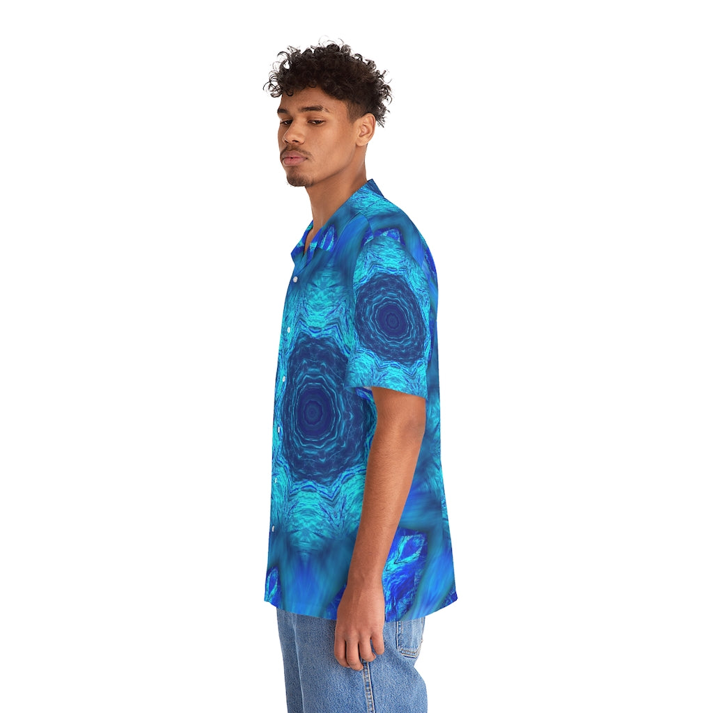 Blue Water Kaleidoscope Men's Hawaiian Shirt (AOP)