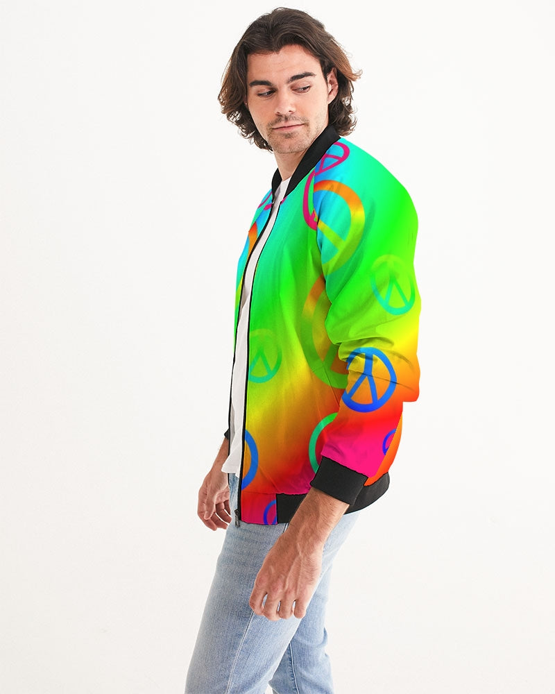 Rainbow Peace Signs Men's Bomber Jacket