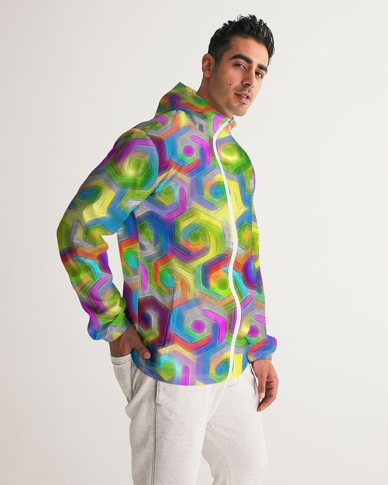 Colorful Hexagons Men's Windbreaker