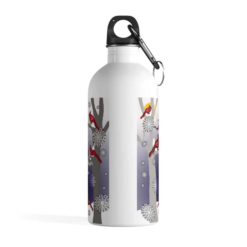 Cardinals In The Snow Stainless Steel Water Bottle
