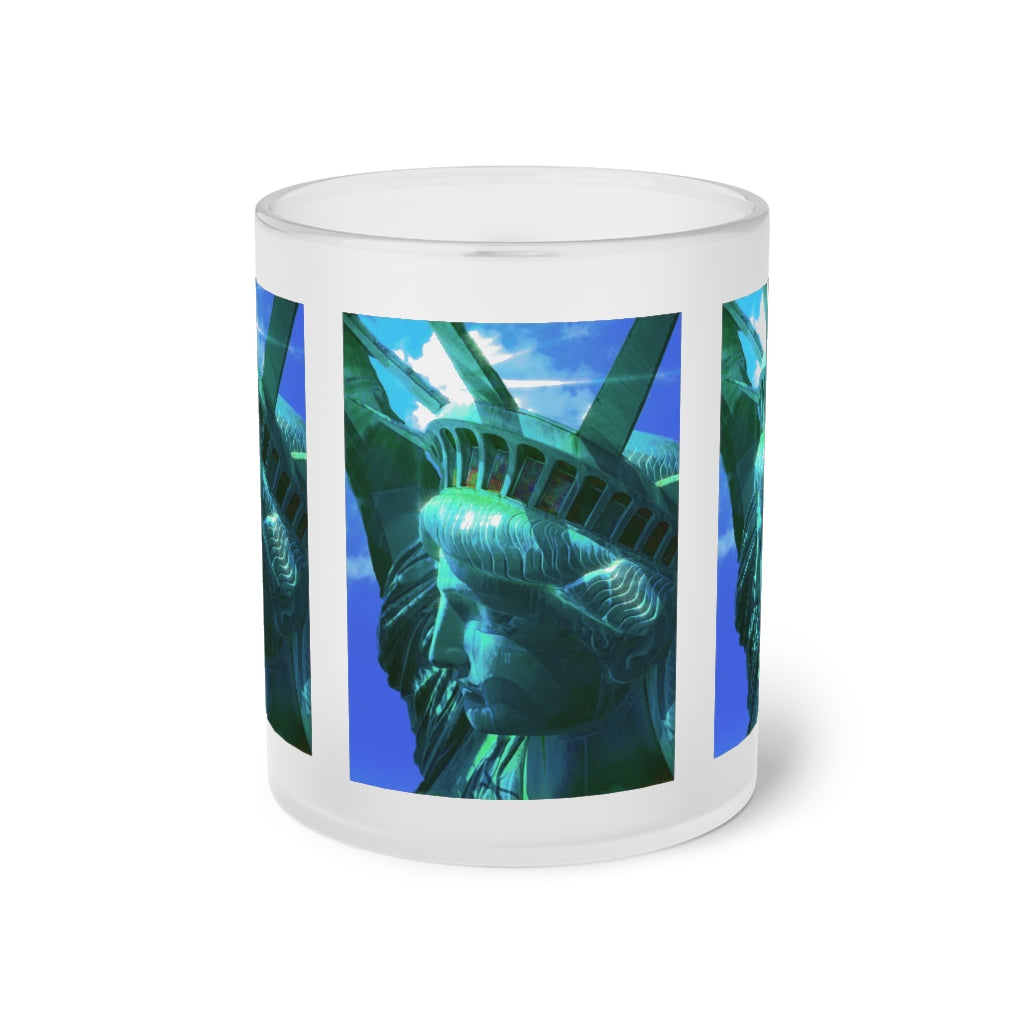 Statue Of Liberty Head In The Sun Frosted Glass Mug
