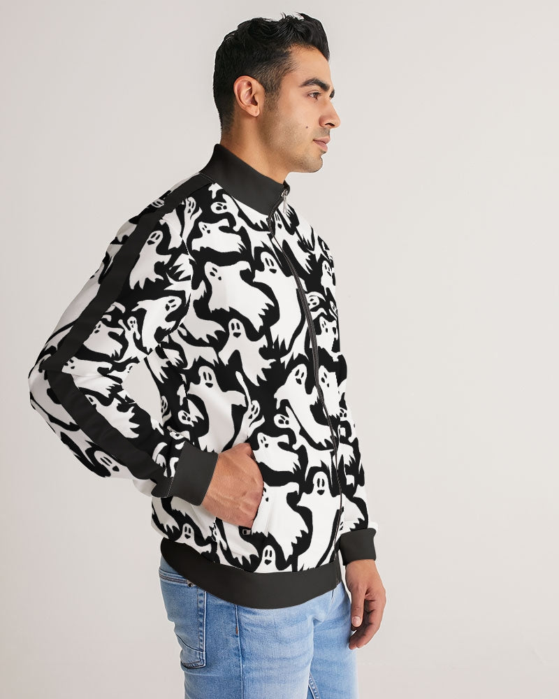 Ghosts Pattern Men's Stripe-Sleeve Track Jacket