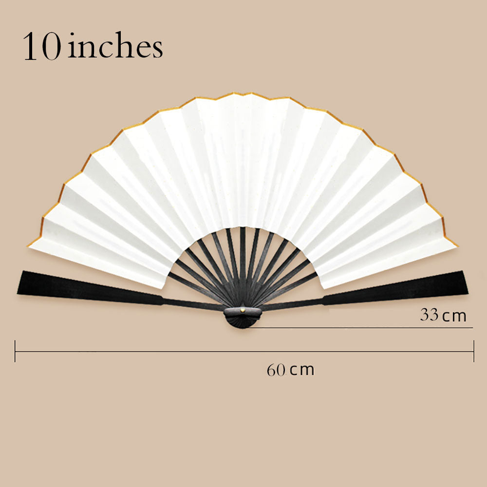 Black and White Stripes and Dots Double-side Custom Spun Silk Fan Retro Hand-held Folding Fan