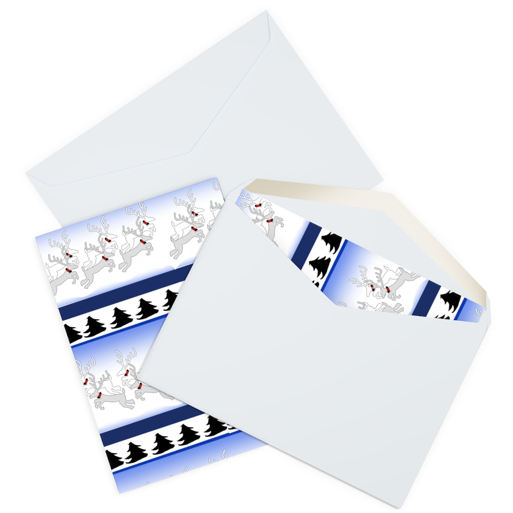 Reindeer Sweater Pattern Greeting Cards (5 Pack)