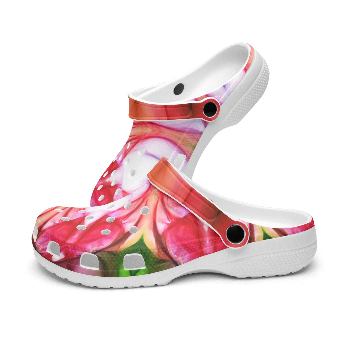 Peachy pink Flower Kaleidoscope 413. All Over Printed Clogs