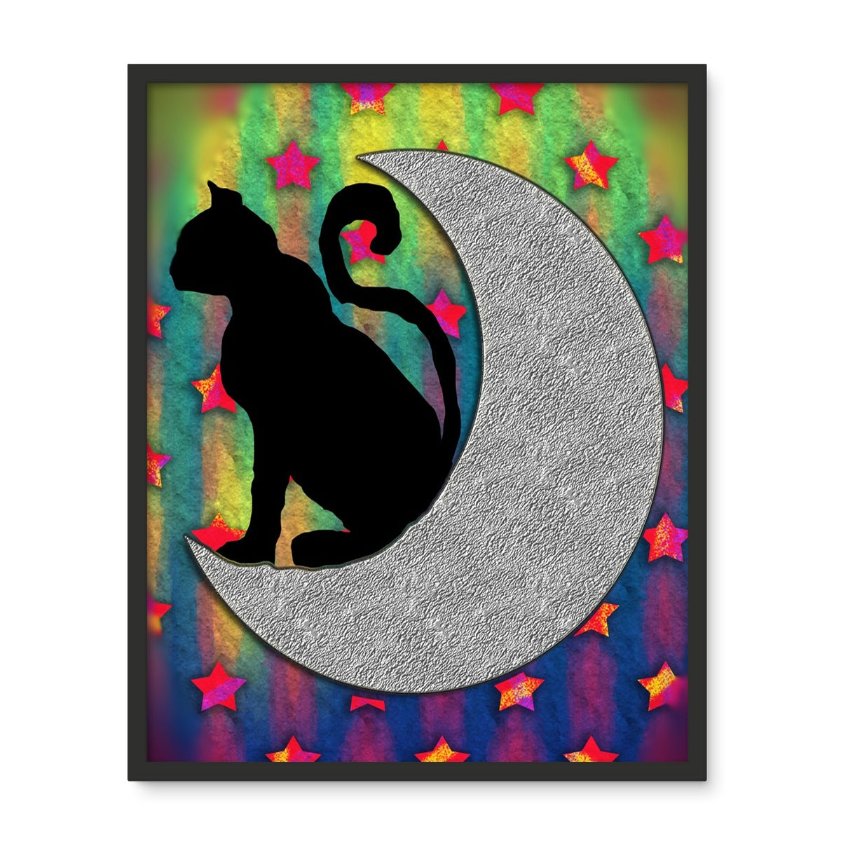 Cat On A Moon Framed Photo Tile
