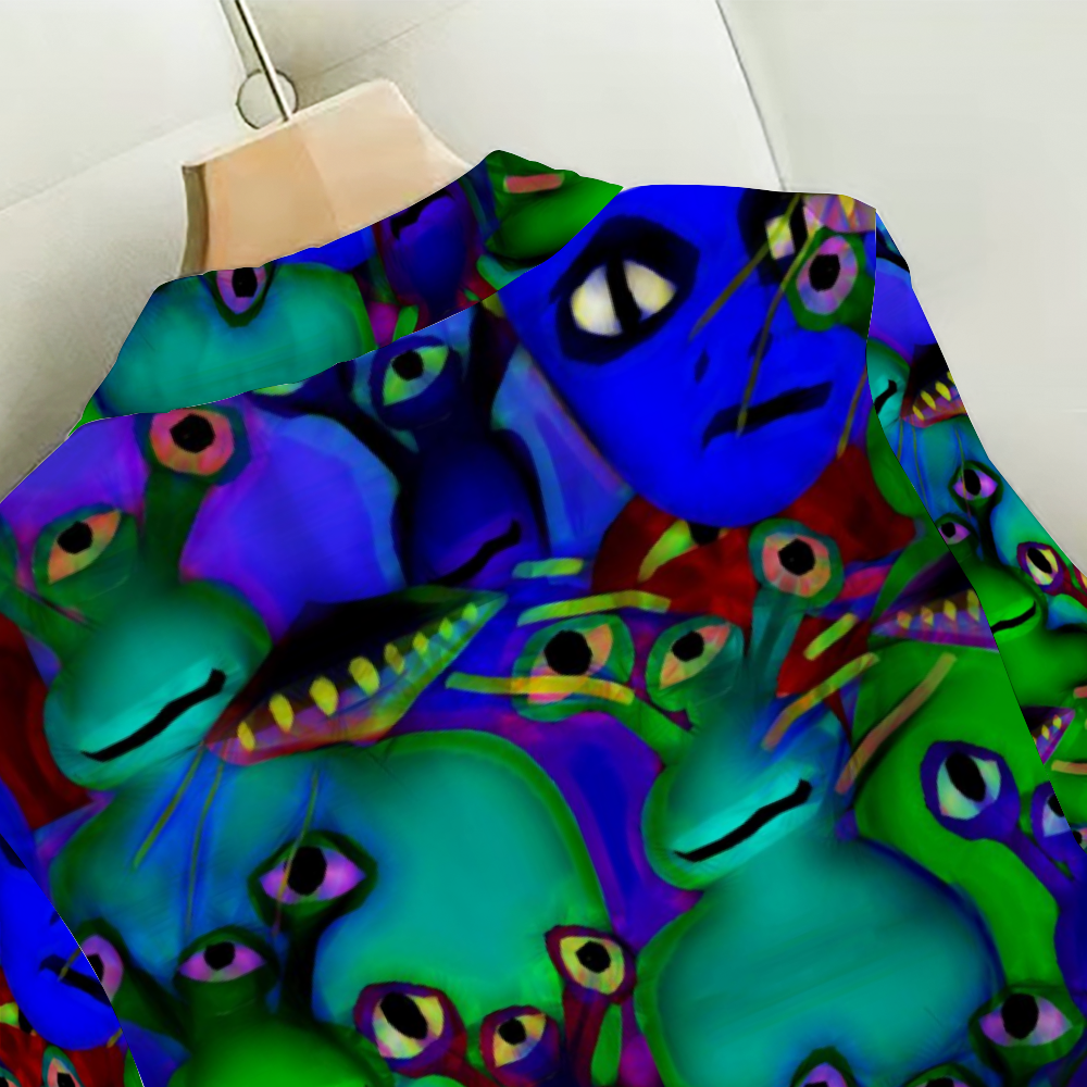 Aliens Collage All Over Print Women's Long Sleeves Shirt