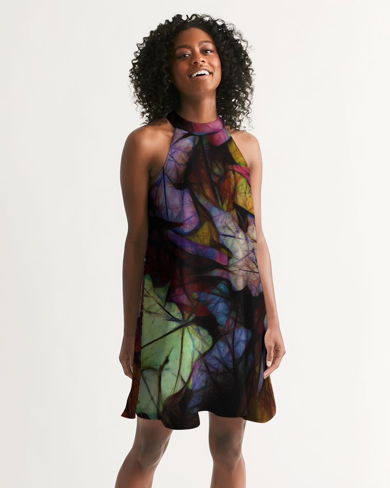 Fall Leaves Abstract Women's Halter Dress