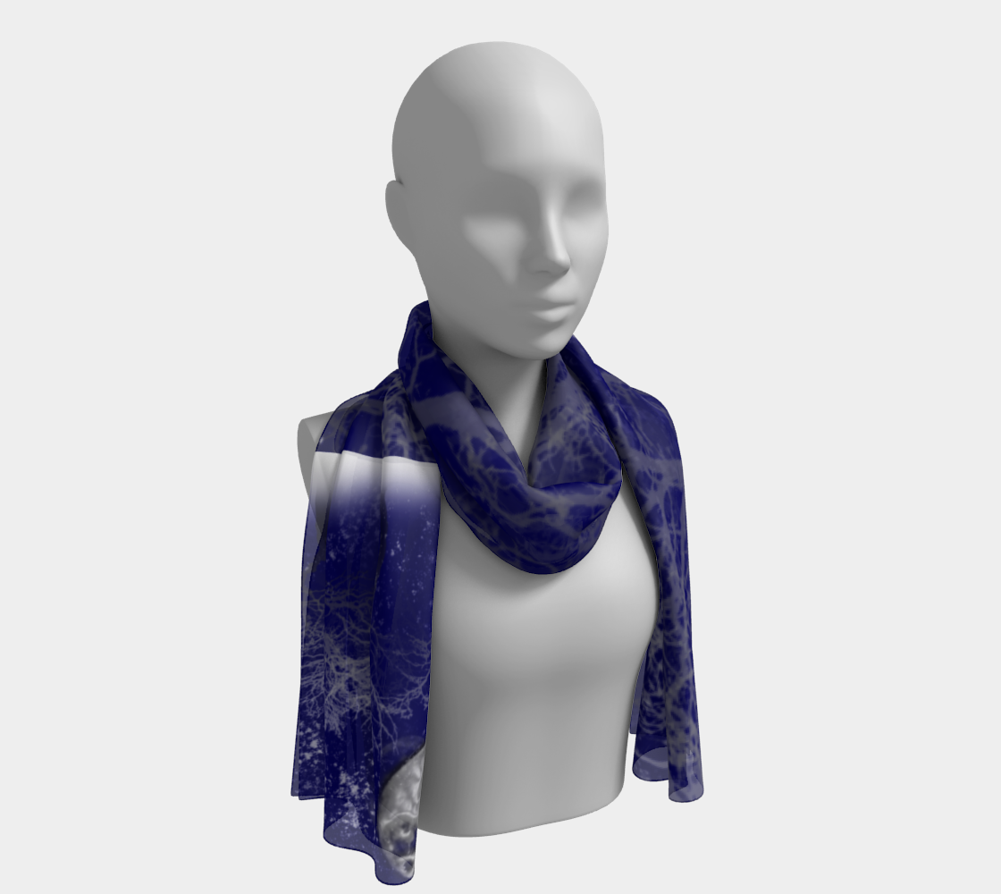 Blue Moon Snow Trees Long Scarf