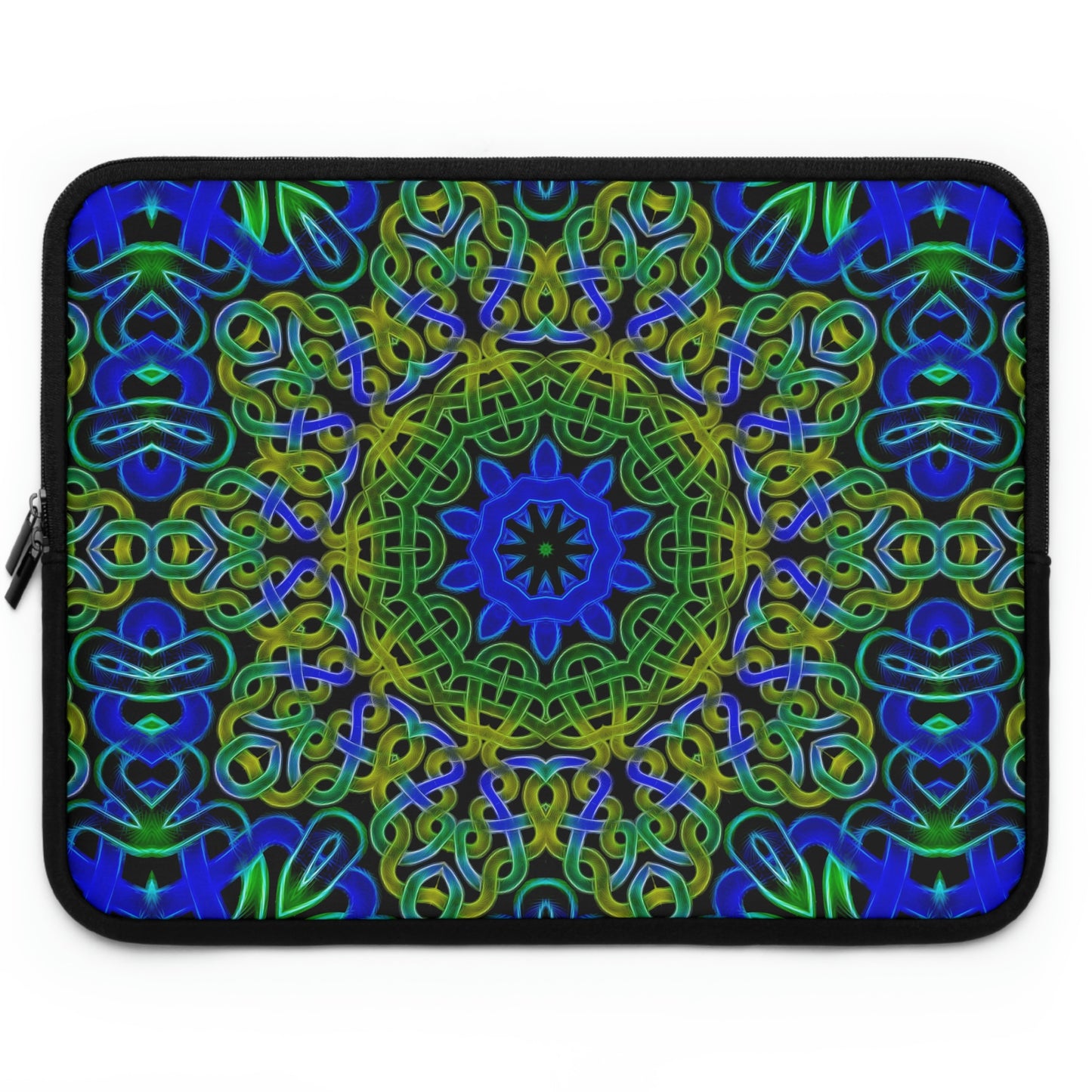 Blue Green Celtic Knot Pattern Laptop Sleeve