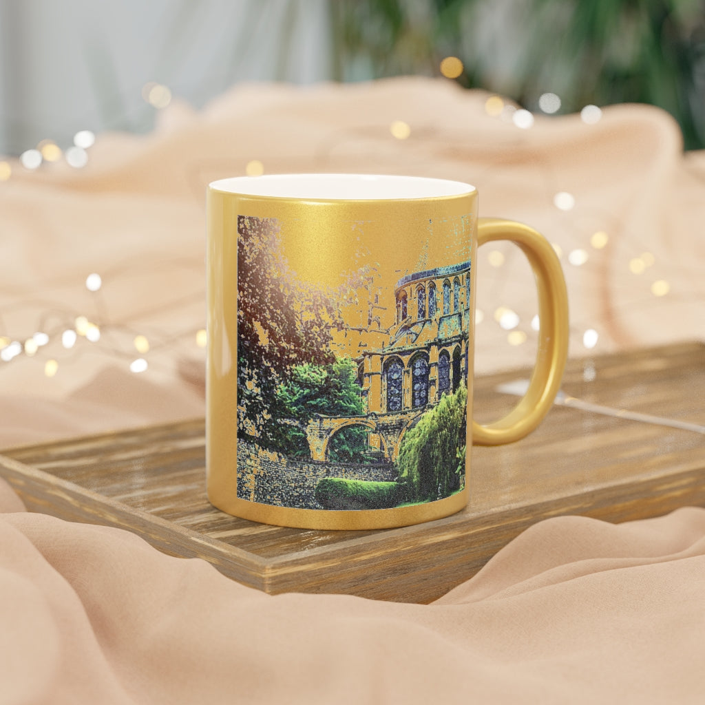 Cathedral In Green Metallic Mug (Silver\Gold)