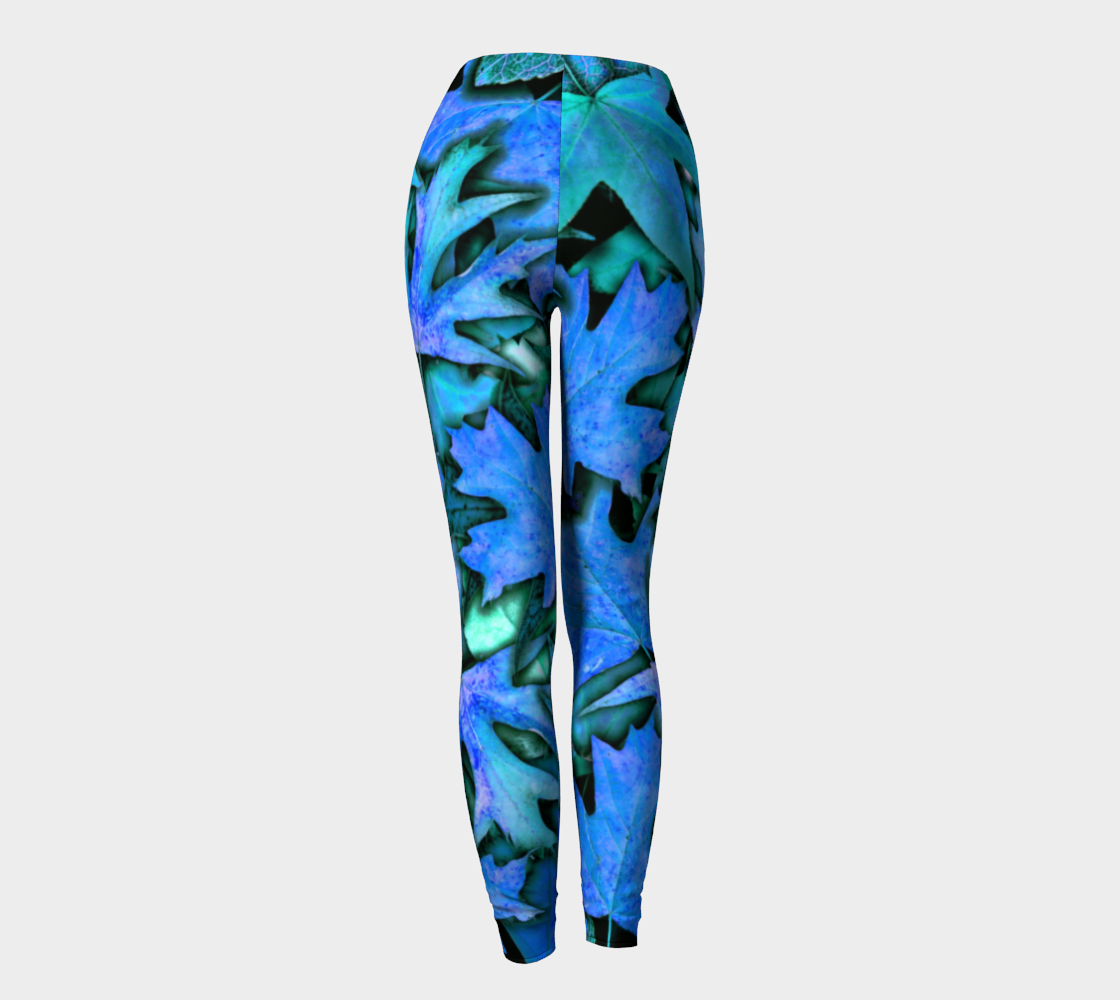 Blue Fall Leaves Leggings