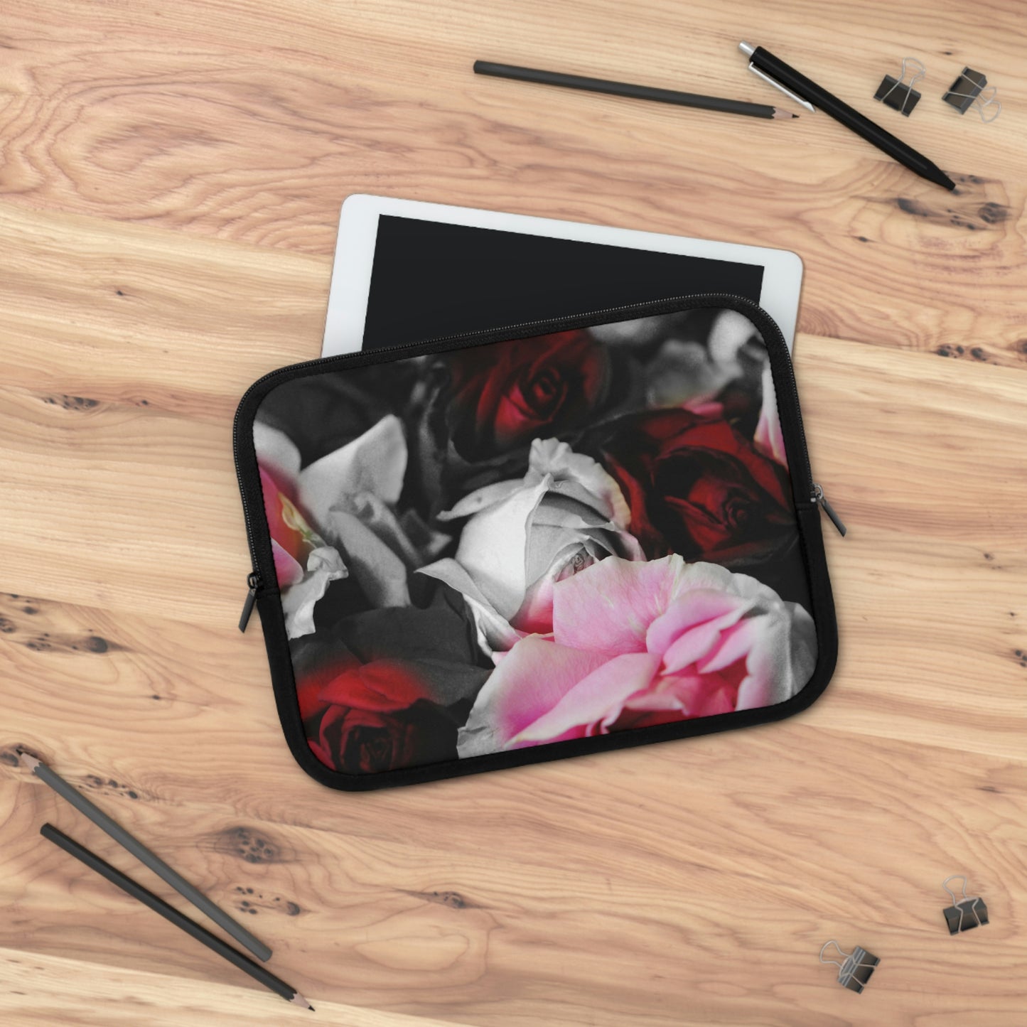 Black and White Roses Fade Laptop Sleeve