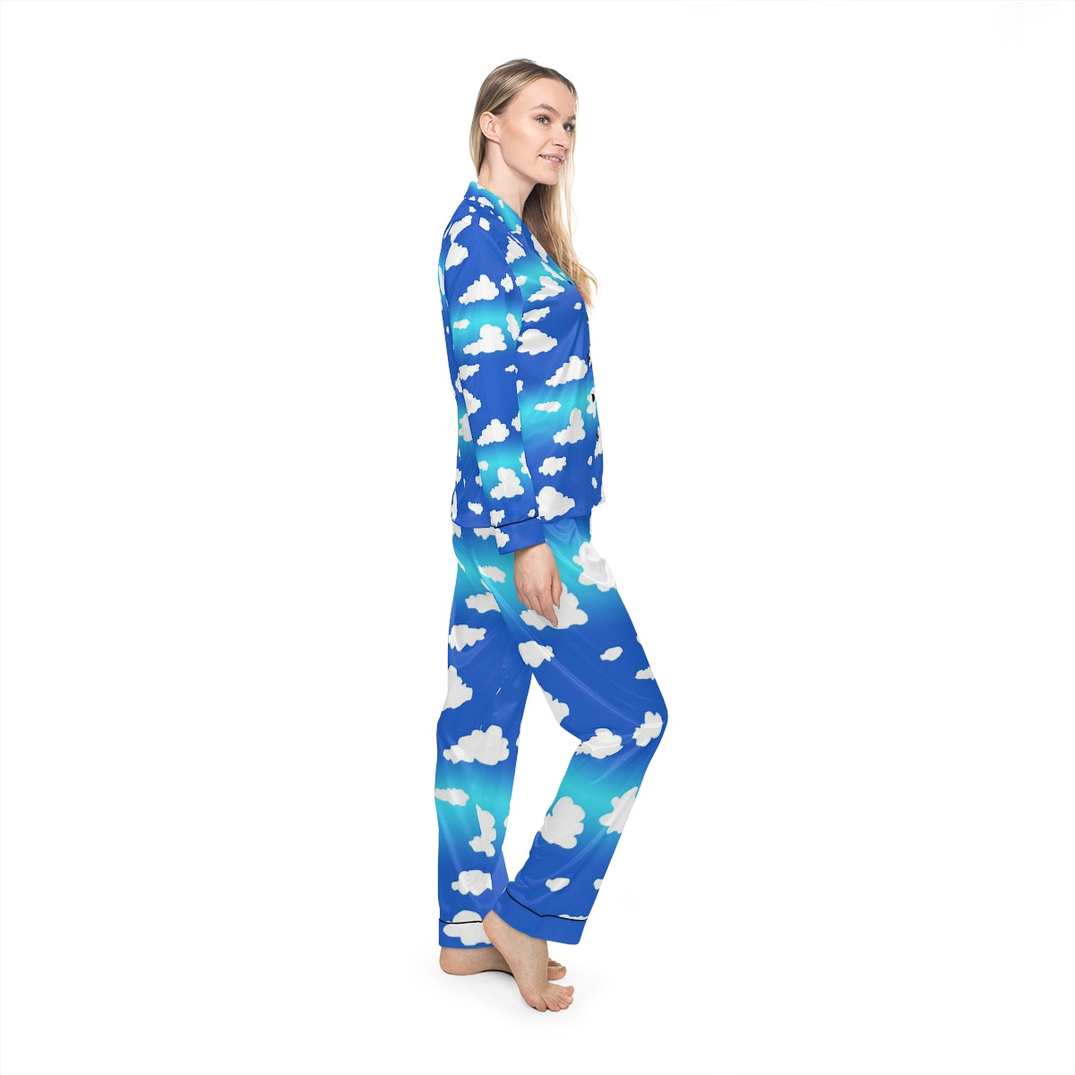 Clouds Pattern Women's Satin Pajamas (AOP)