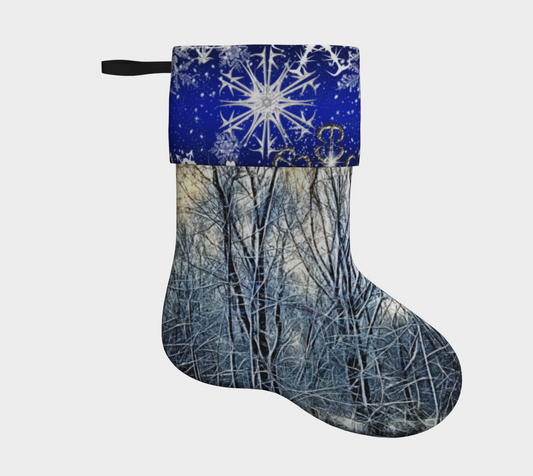 4 oclock Winter Landscape Holiday Stocking