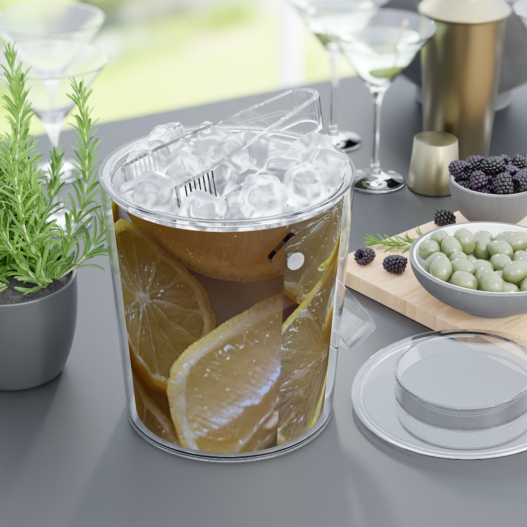 Lemons Ice Bucket with Tongs