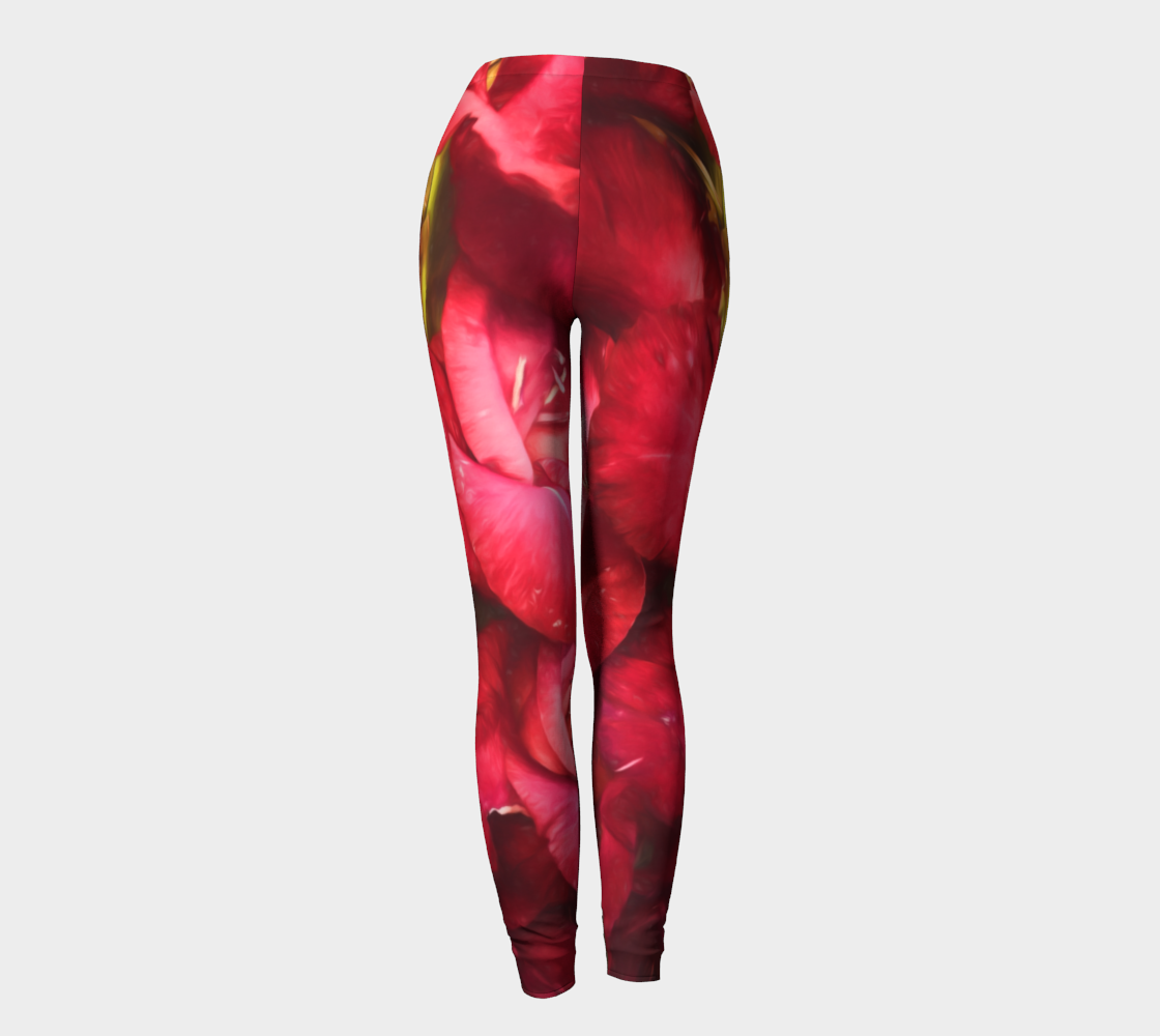 Red Gladiolas on Black Leggings