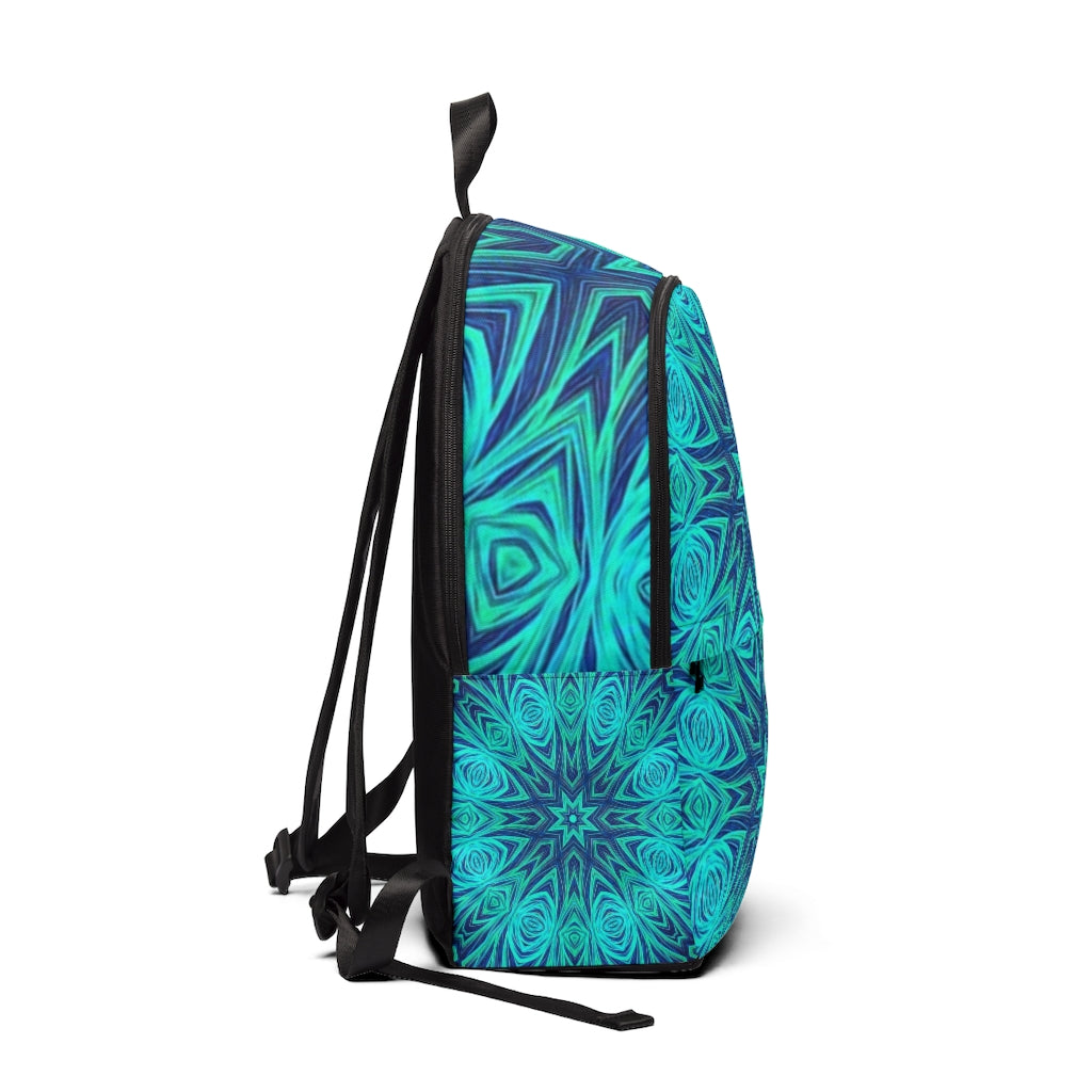 Blue Ice Fractal Kaleidoscope Unisex Fabric Backpack