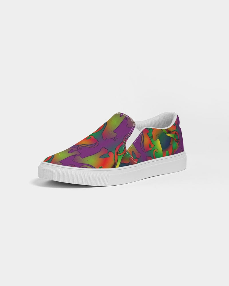 Abstract Rainbow Cats Pattern Women's Slip-On Canvas Shoe