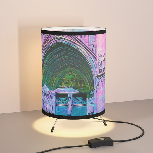 Cathedral Doors In Pink and Blue Tripod Lamp with High-Res Printed Shade, US\CA plug