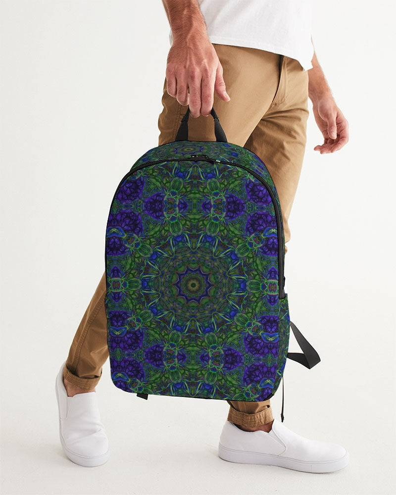 blue Green Ribbon Kaleidoscope Large Backpack