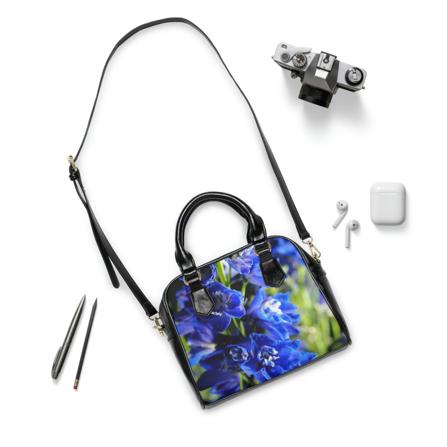 Blue Delphinium Shoulder Handbag