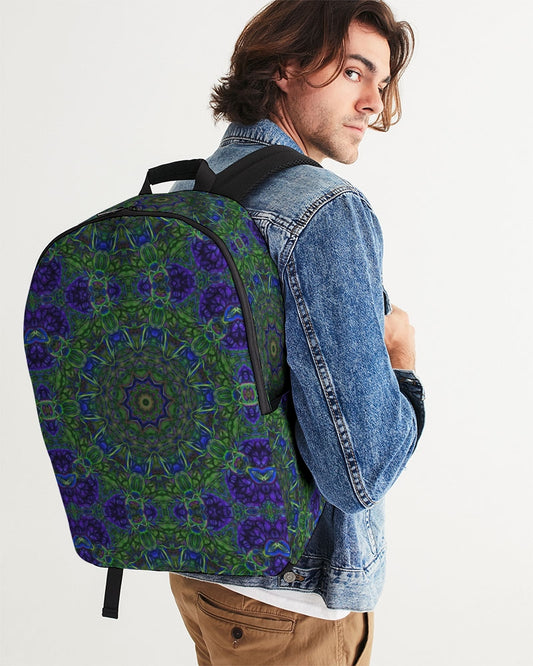 blue Green Ribbon Kaleidoscope Large Backpack