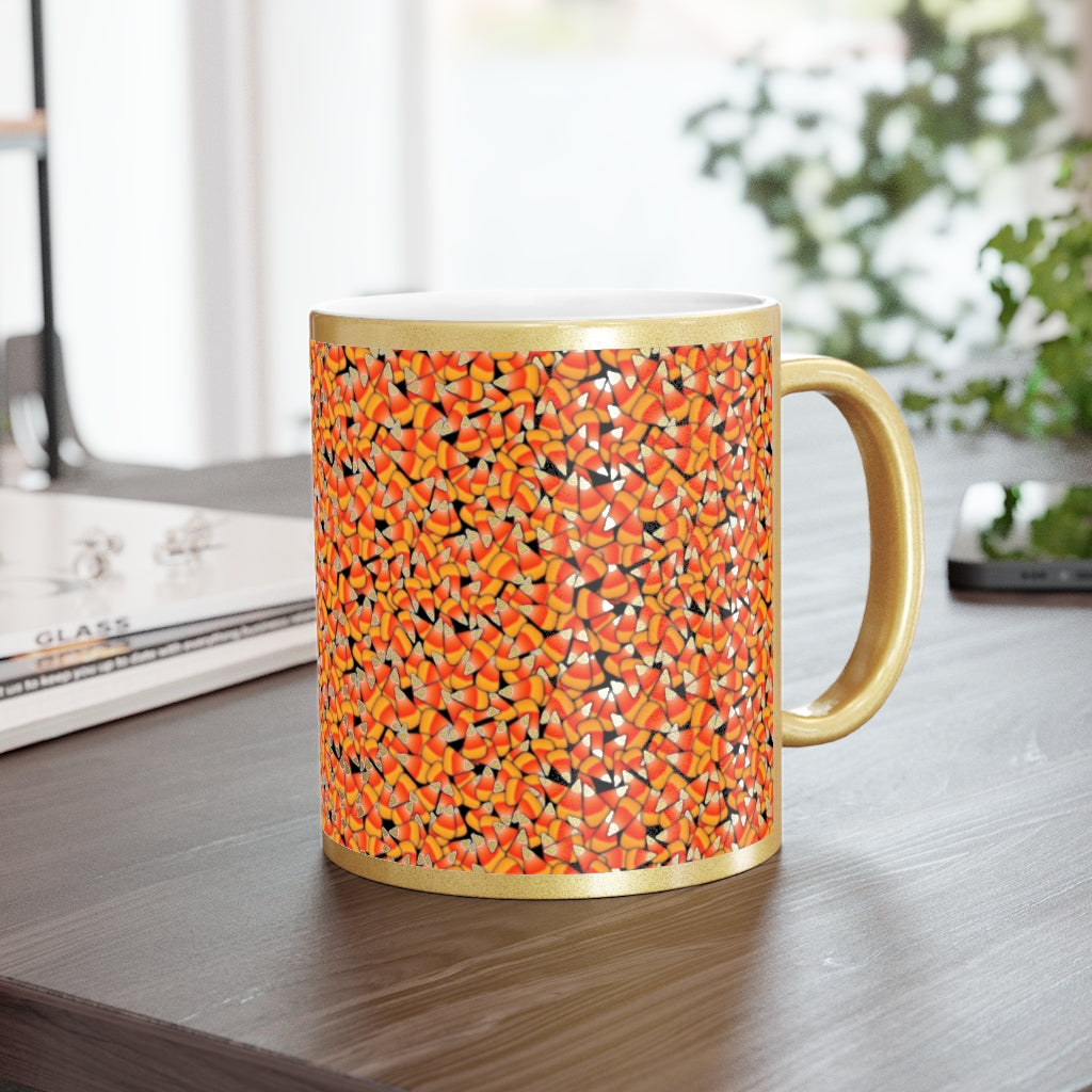 Fall Candy Corn Metallic Mug (Silver / Gold)