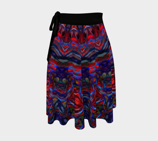 Red Blue Abstract Wrap Skirt