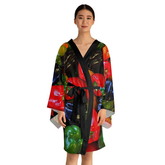 Colorful Bell Peppers Long Sleeve Kimono Robe