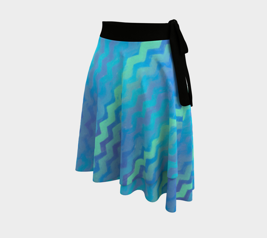 Blue Green Mermaid Stripes Wrap Skirt