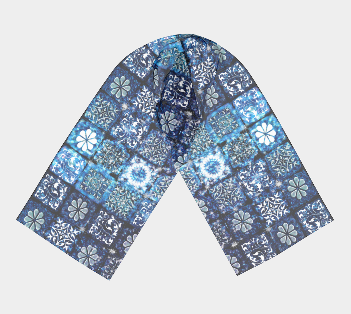 Blue Ice Crystals Long Scarf