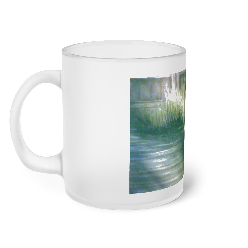 Swan Painting Frosted Glass Mug