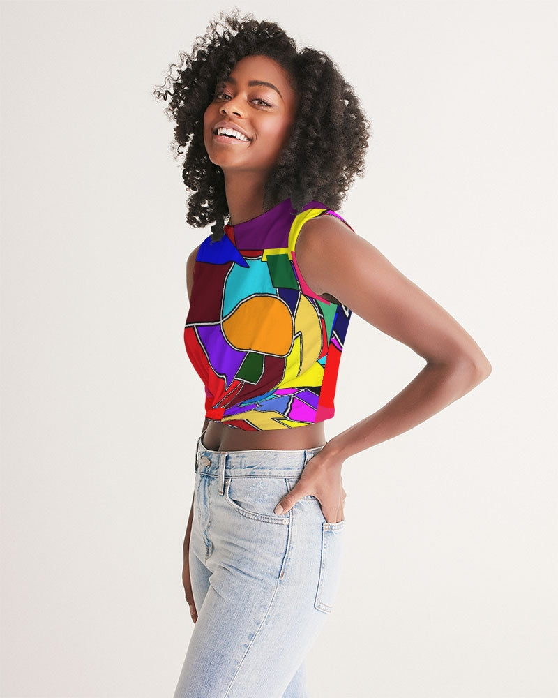 Crazy Color Abstract Women's Twist-Front Tank