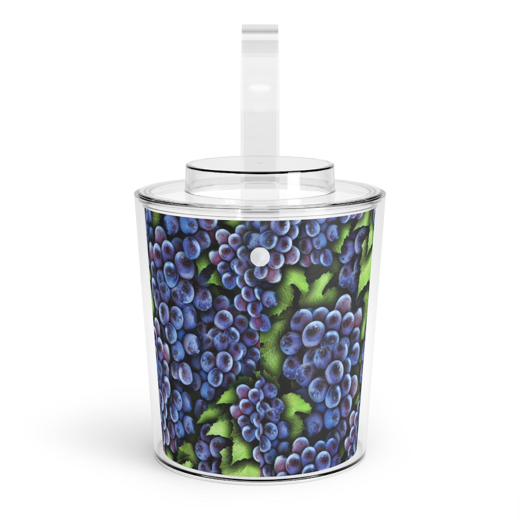Grapes Pattern Ice Bucket with Tongs