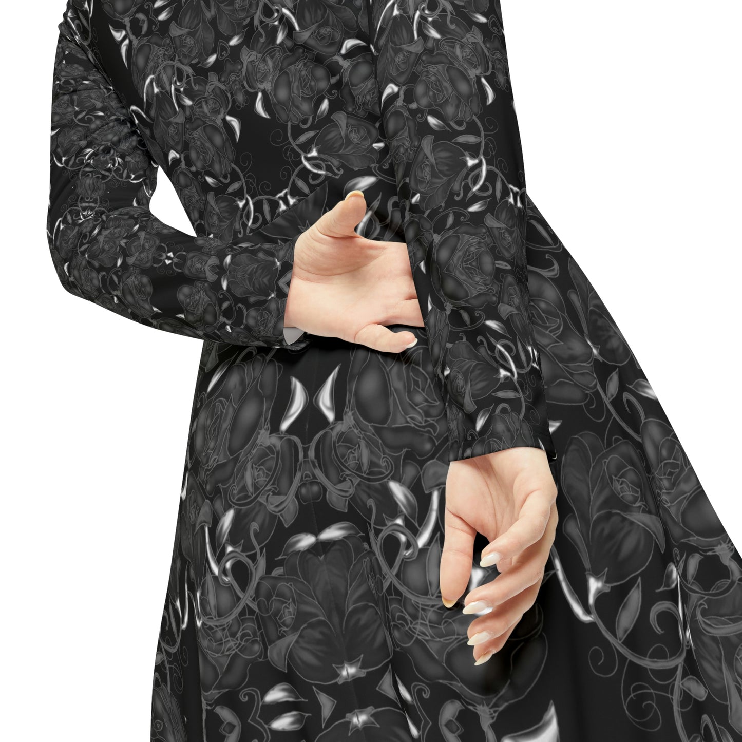 Black Roses Women's Long Sleeve Dance Dress