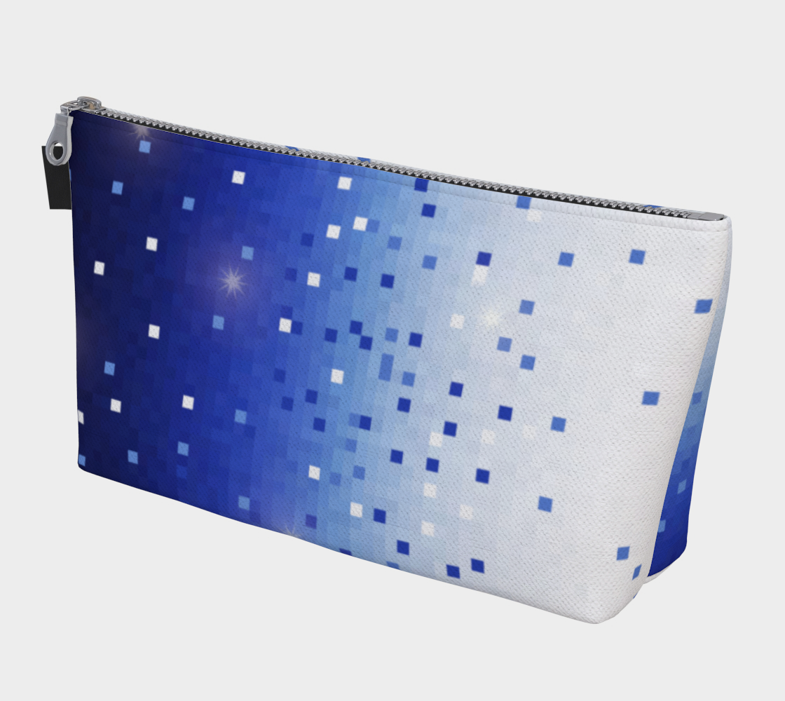 Blue Square Confetti Makeup Bag