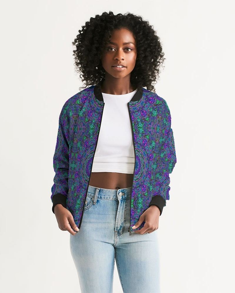 Blue Green Purple Kaleidoscope Women's Bomber Jacket