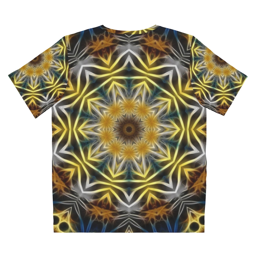 Yellow and Blue Kaleidoscope Unisex AOP Cut & Sew T-Shirt