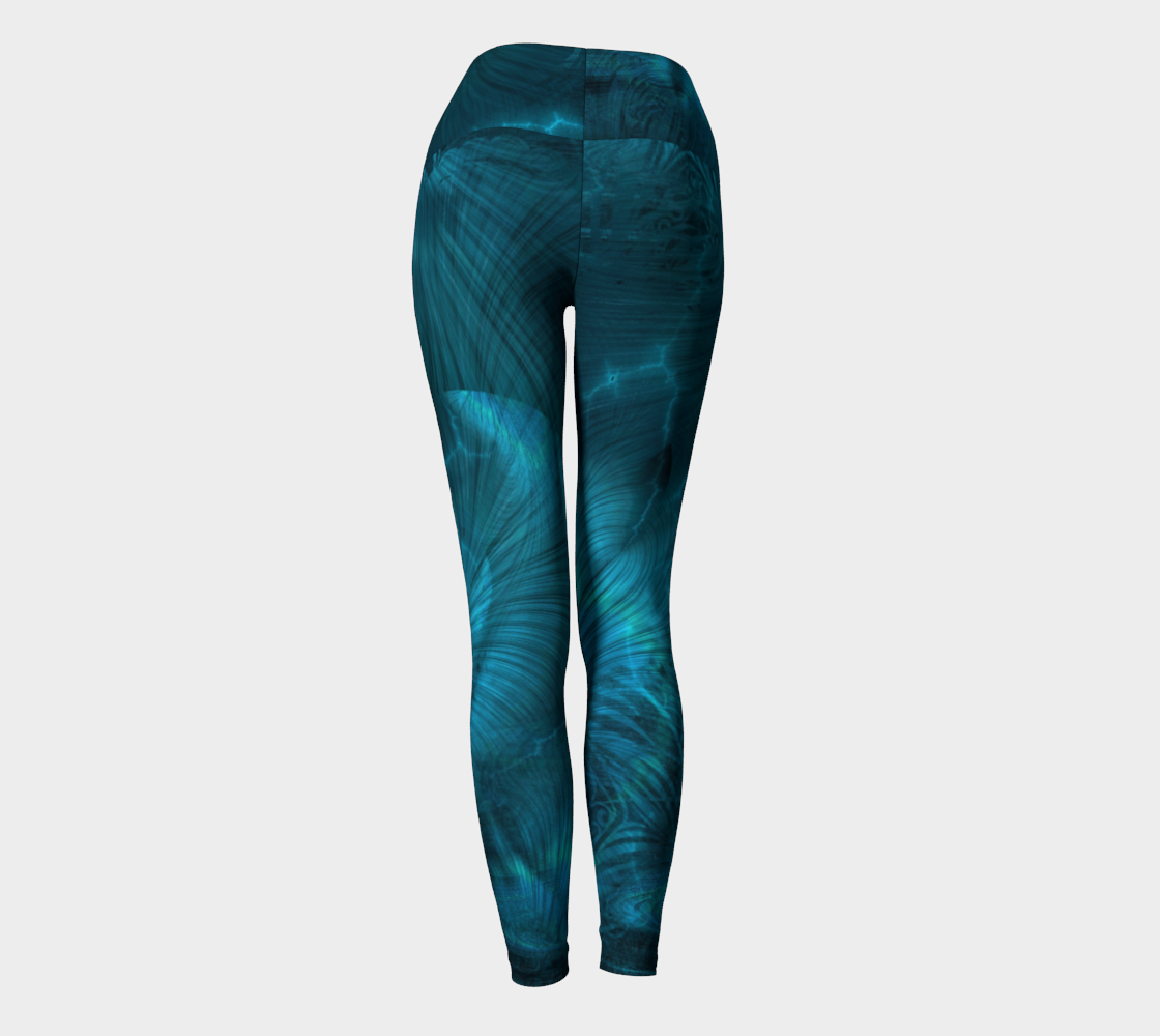 Blue Metallic Fractal Yoga Leggings