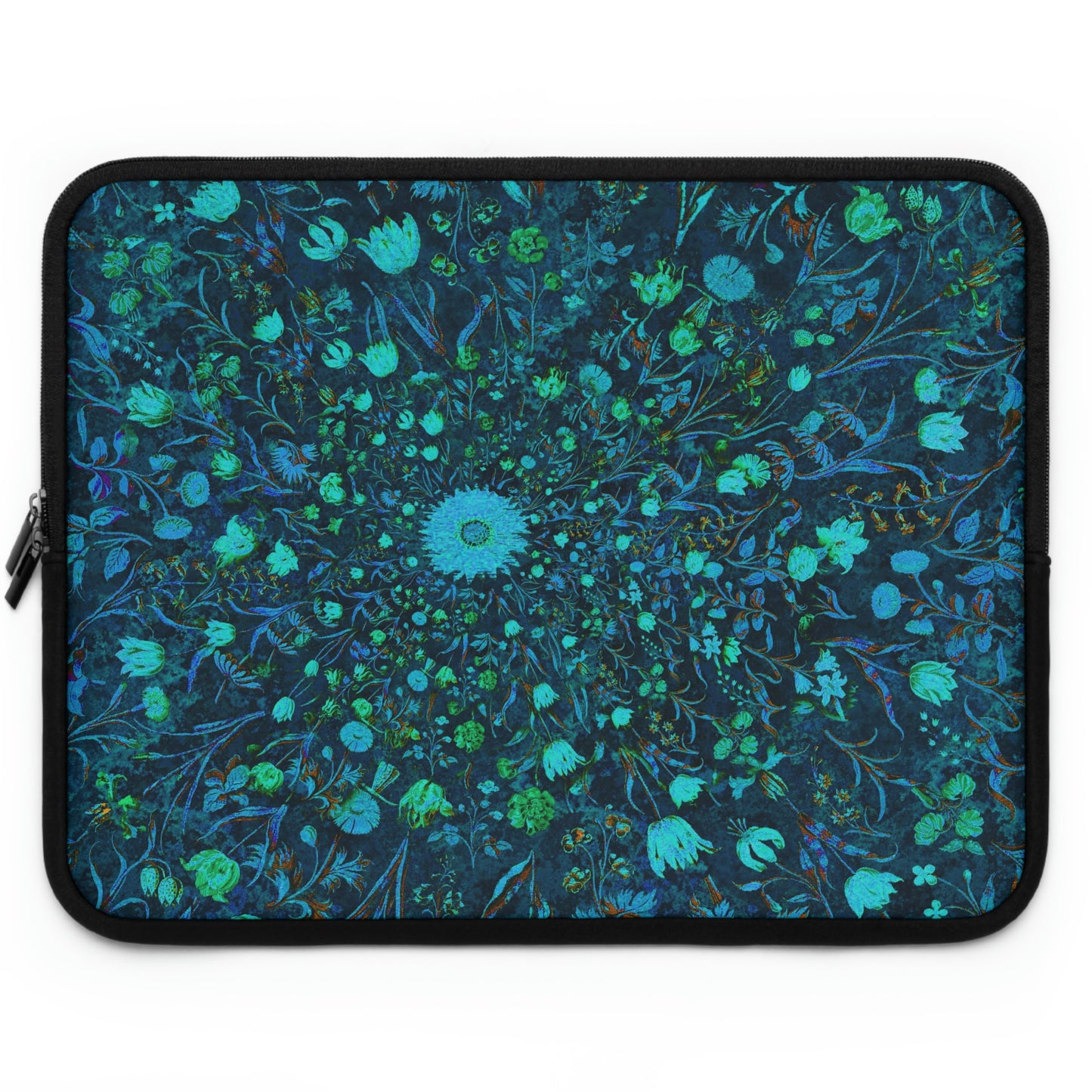 Blue Green Medieval Flowers Laptop Sleeve