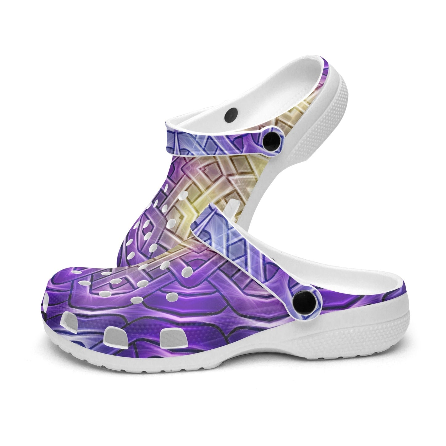 Purple Celtic Knot Kaleidoscope 413. All Over Printed Clogs