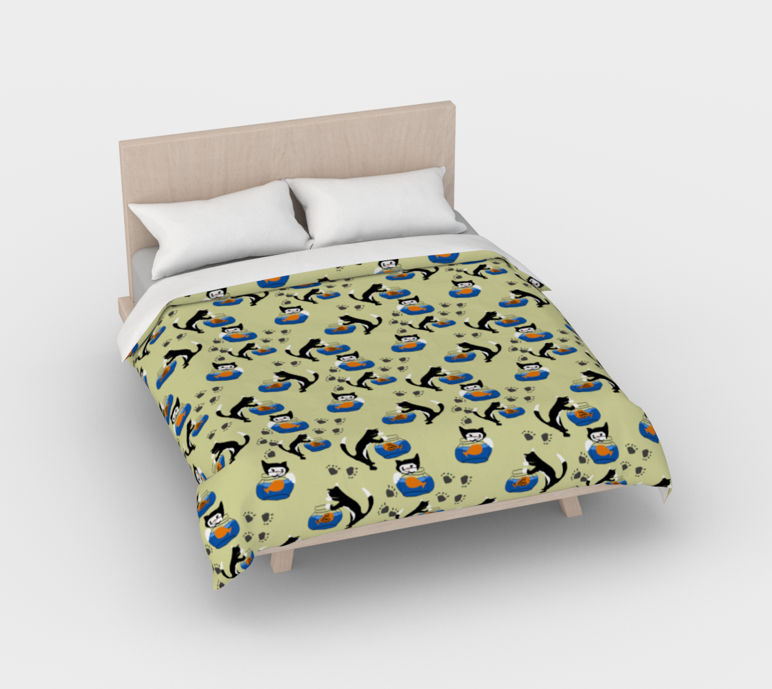 Cat and a Fishbowl Duvet Cover