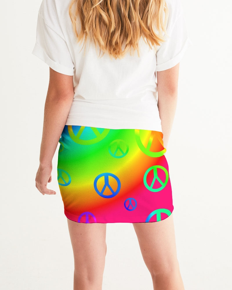 Rainbow Peace Signs Women's Mini Skirt