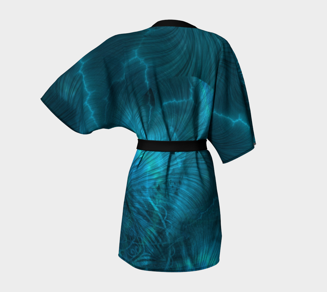 Blue Metallic Fractal Kimono Robe